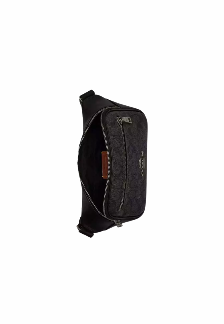 Coach Elias Belt Bag Signature Canvas In Charcoal Black CZ400
