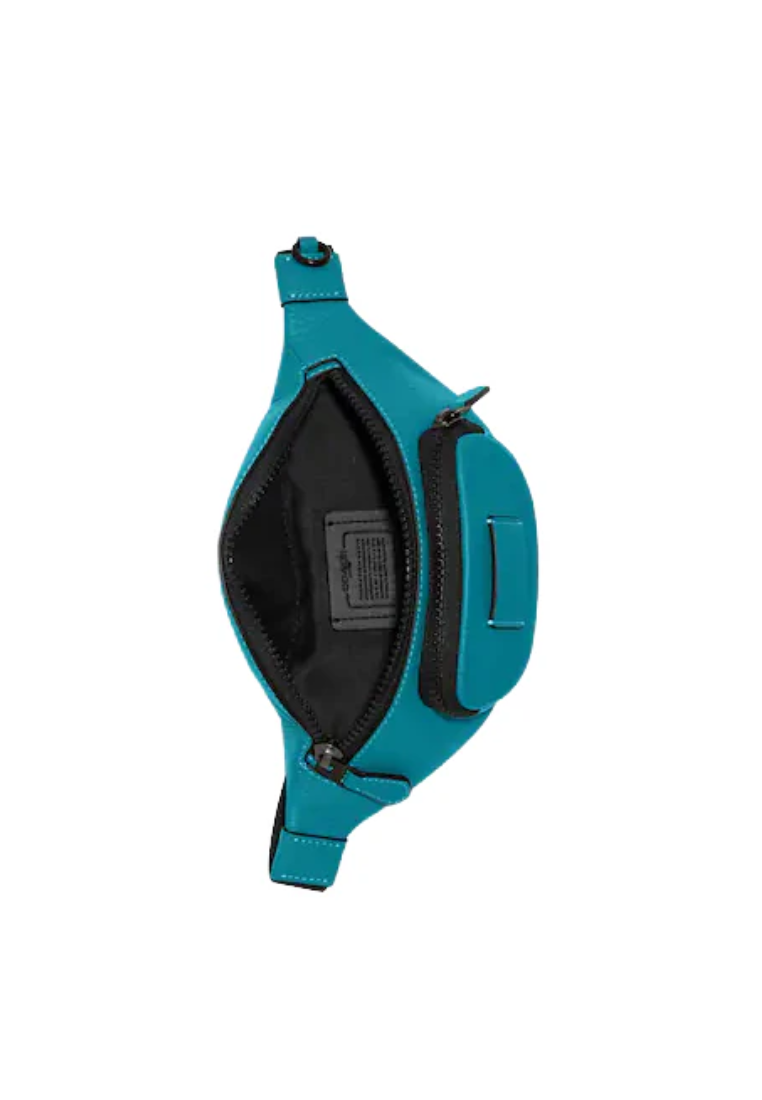 ( AS IS ) Coach Sprint Crossbody Bag Belt Bag In Black Copper/Teal Multi CJ684