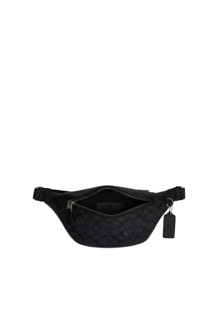 Coach Warren Belt Bag Mini Signature In Charcoal Black CW369