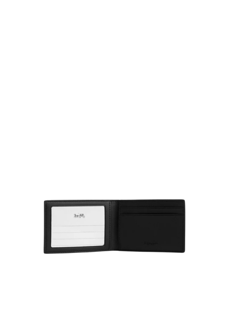 Coach Compact Billfold Wallet Signature In Walnut Black CW368