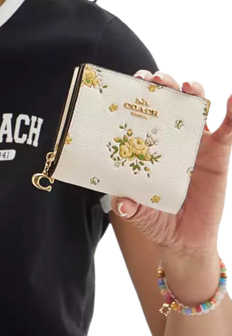 Coach Snap Wallet With Floral Print In Chalk Multi Cap15