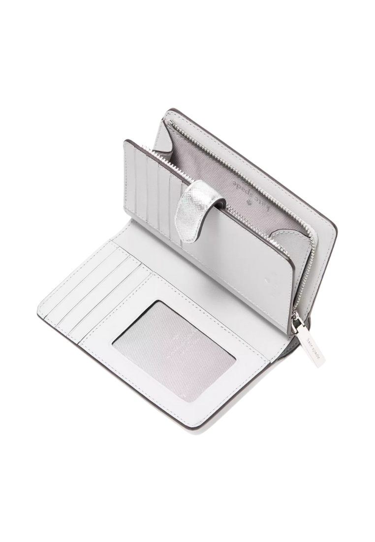 Kate Spade Flower Star Toss Medium Compact Billfold Wallet In Platinum Grey KJ096
