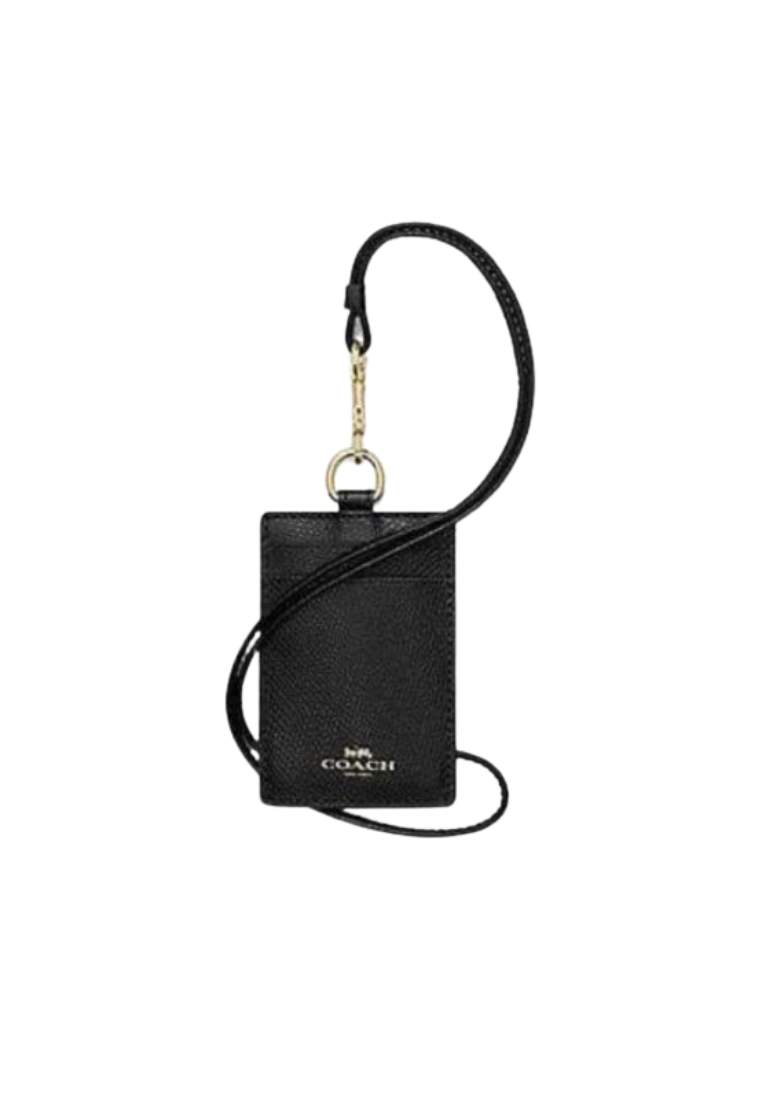 Coach Crossgrain Leather 57311 Id Lanyard In Black