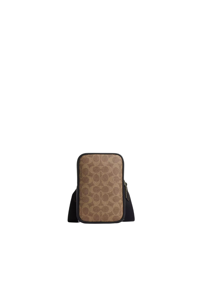 Coach Aden Crossbody Bag Signature Canvas In Tan Black CW364