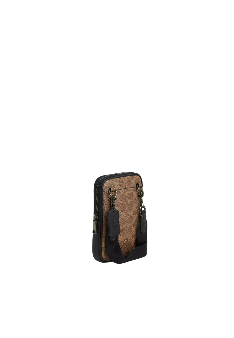 Coach Aden Crossbody Bag Signature Canvas In Tan Black CW364