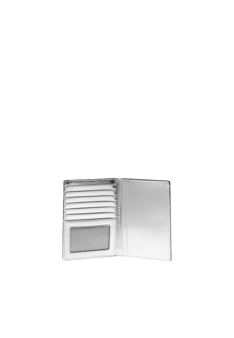 Michael Kors Jet Set Travel Medium Embellished Signature Logo Passport Card Case In Optic White 35R5STVN8B