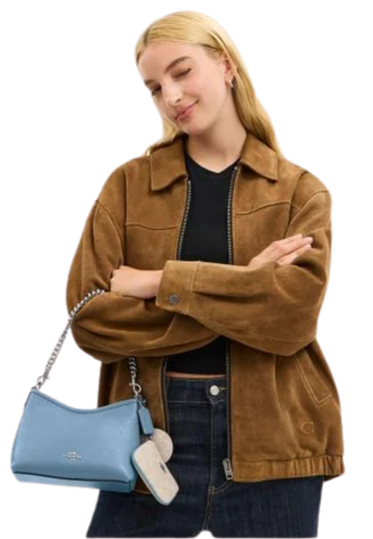 ( PREORDER ) Coach Laurel Small With Mirror Charm And Pouch Shoulder Bag In Pool Sand CBI06