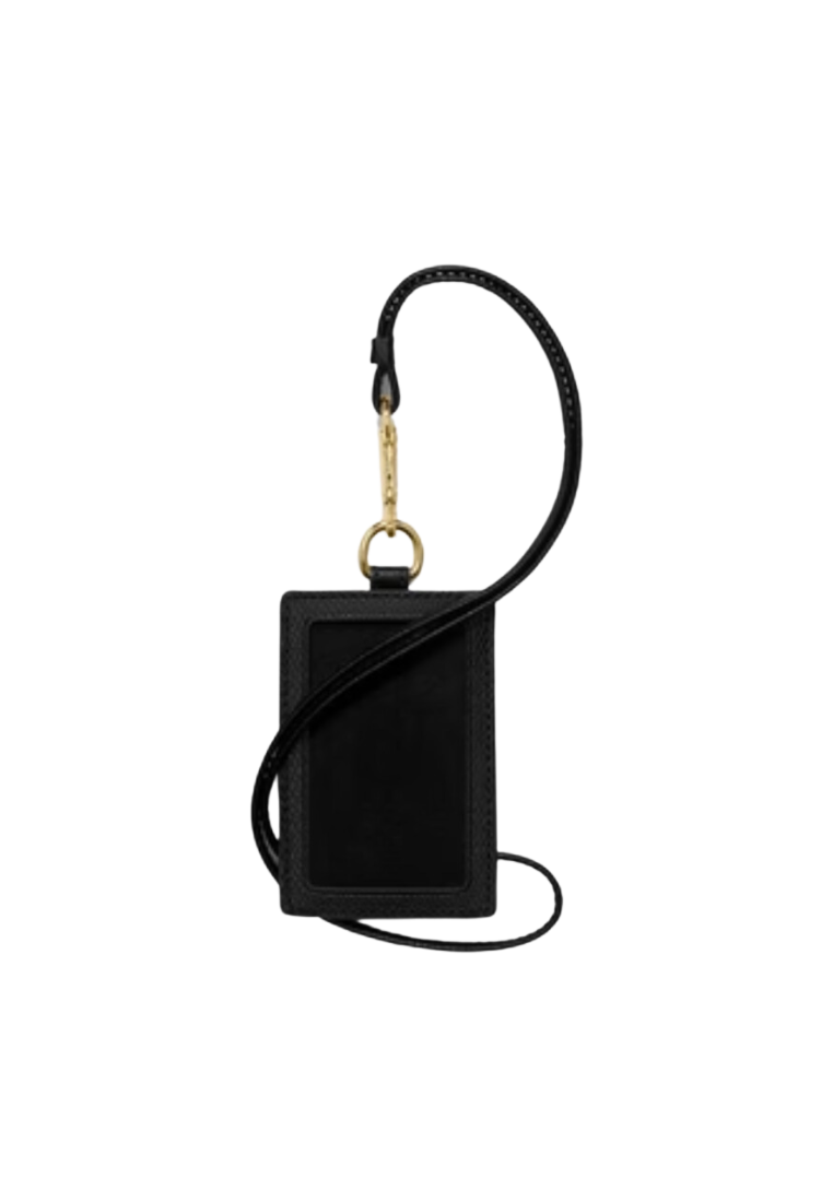 Coach Crossgrain Leather 57311 Id Lanyard In Black