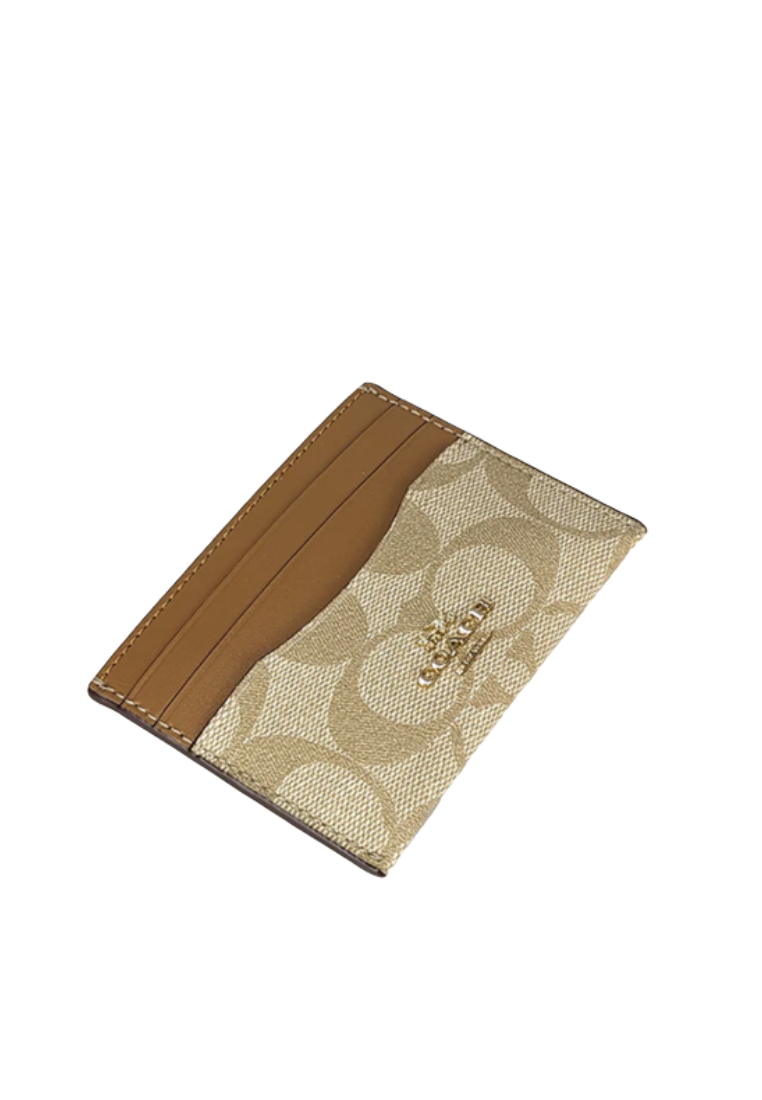 Coach Slim Id Card Case CH415 In Signature Canvas In Light Saddle