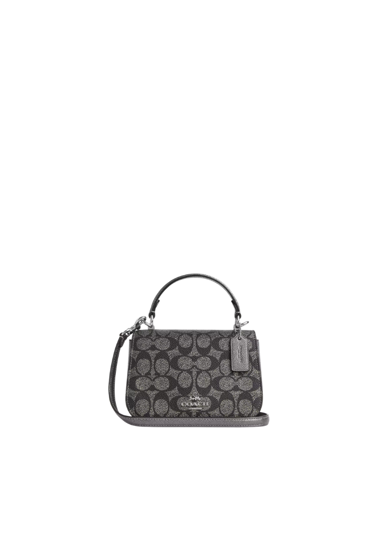 Coach Lysa Top Handle Bag Signature Canvas In Gunmetal Multi CX576