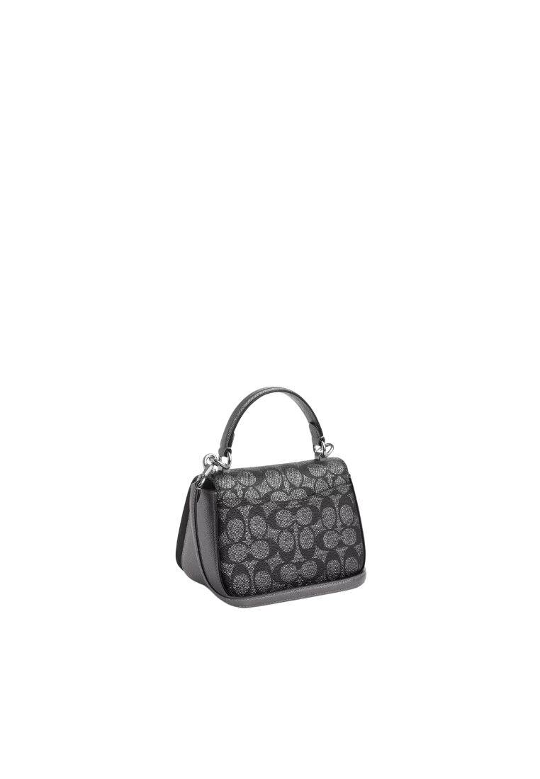 Coach Lysa Top Handle Bag Signature Canvas In Gunmetal Multi CX576