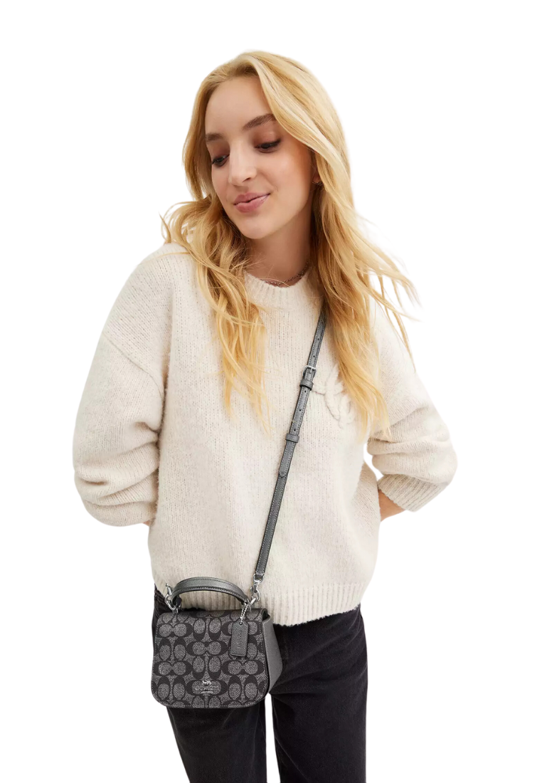 Coach Lysa Top Handle Bag Signature Canvas In Gunmetal Multi CX576