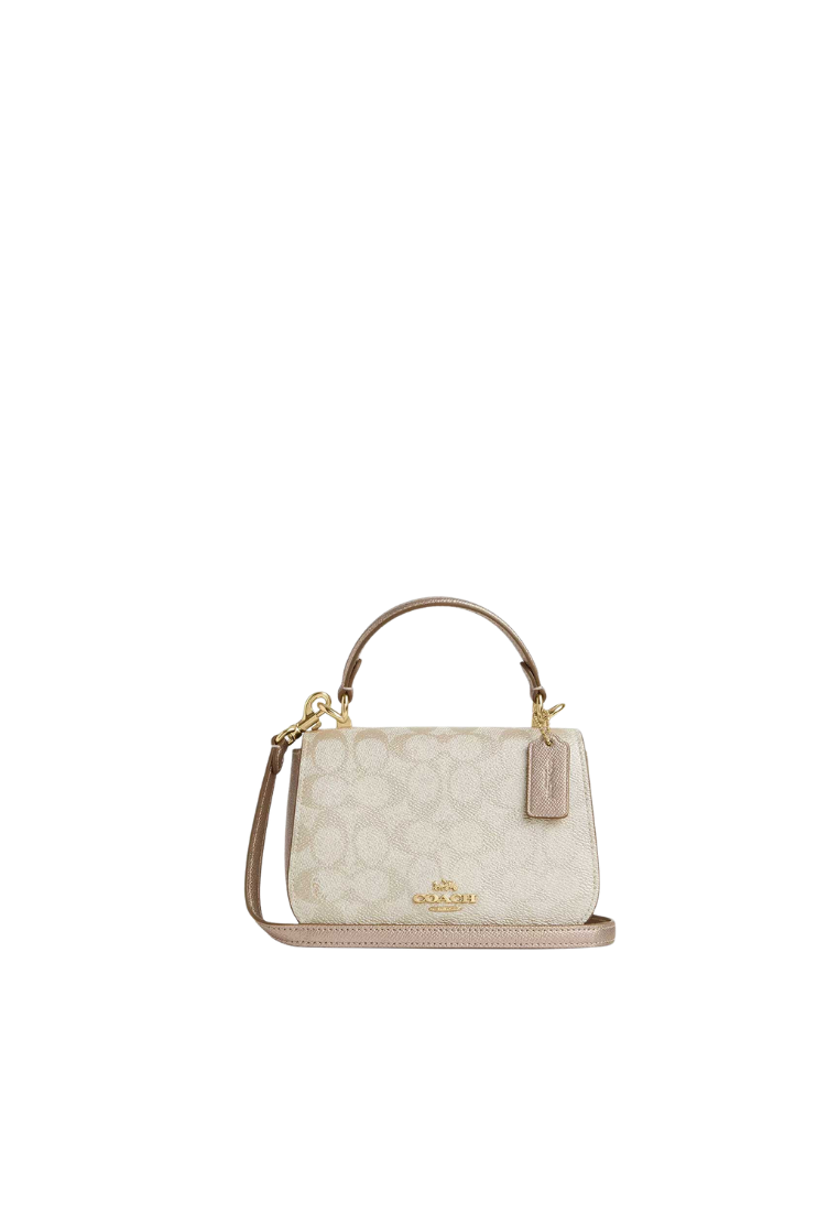 Coach Lysa Top Handle Bag Signature Canvas In Champagne Multi CX576