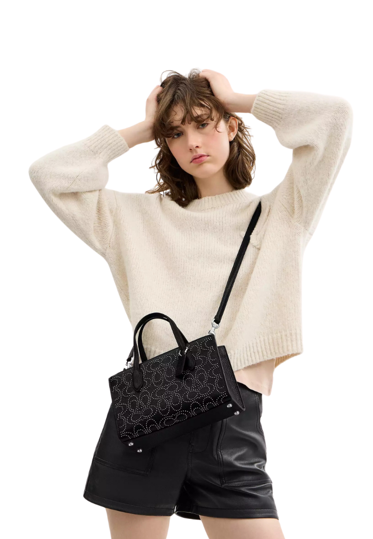 Coach Nina Small Tote Bag With Signature Rivets Novelty In Black CX266