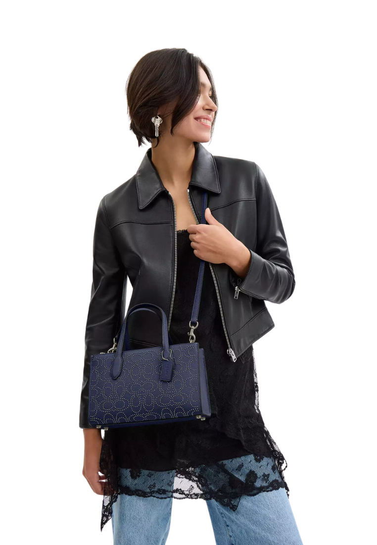 Coach Nina Small Tote Bag With Signature Rivets Novelty In True Navy CX266