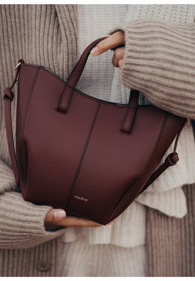 ( PREORDER ) Polene Cyme Nano Tote Bag In Textured Black Cherry