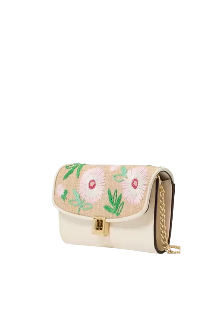 ( PREORDER ) Kate Spade Phoebe Straw Turnlock Wallet-on-chain In Natural Multi KK919