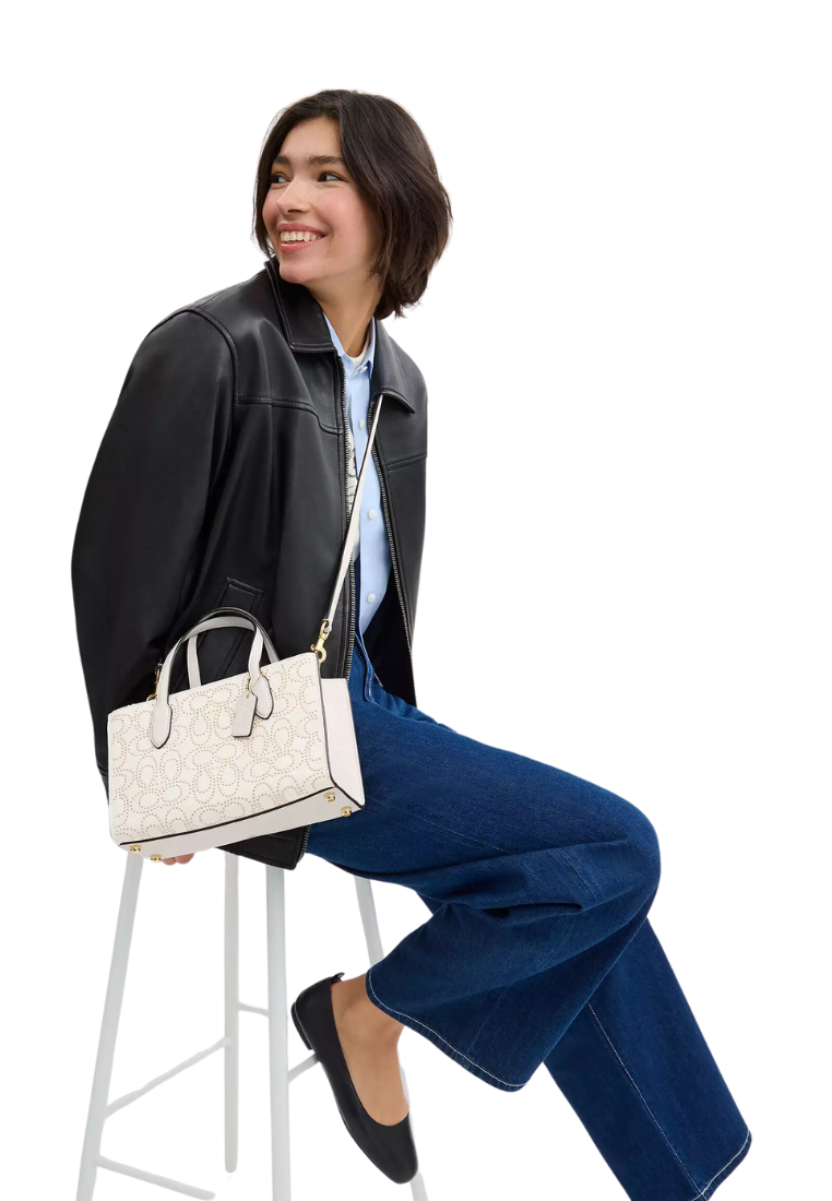 Coach Nina Small Tote Bag With Signature Rivets Novelty In Chalk CX266
