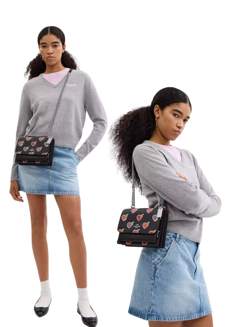 Coach Klare Crossbody Bag With Heart Bolt Print In Black Multi CW436