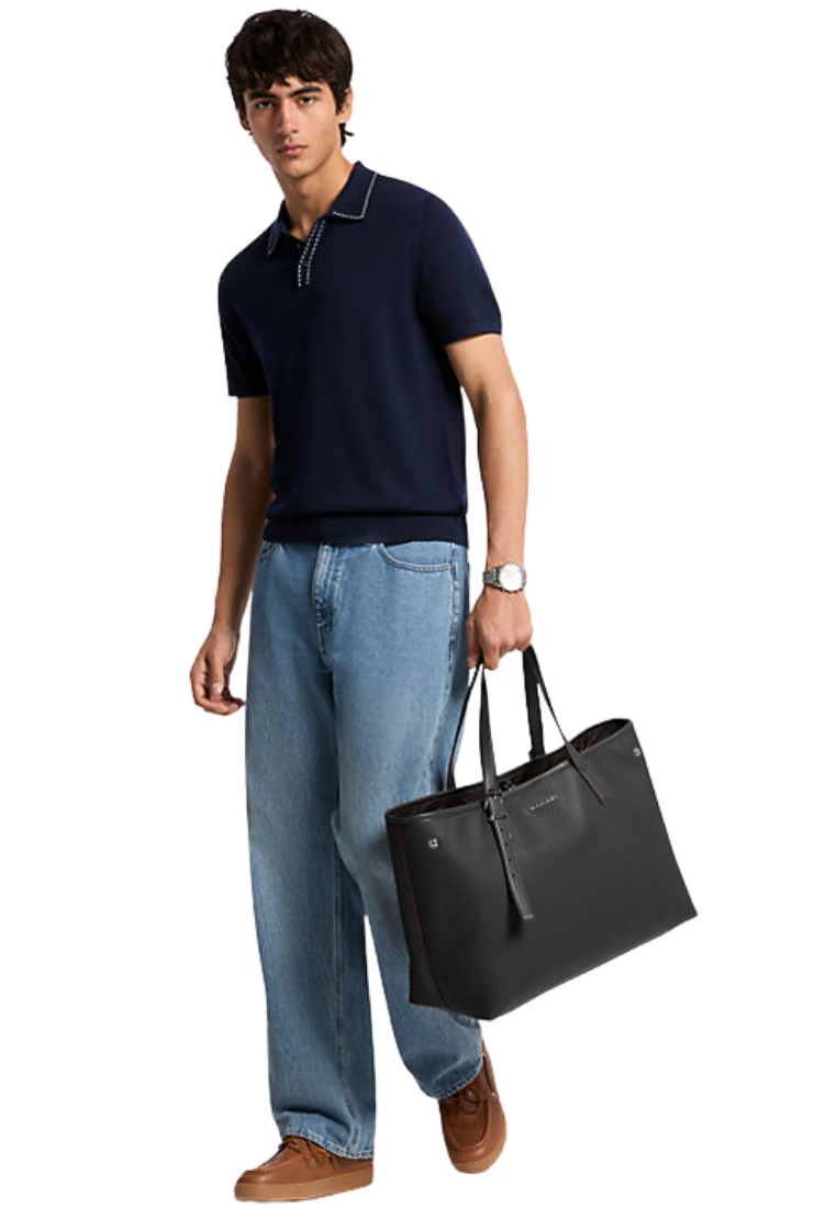 ( PREORDER ) Michael Kors Hudson Medium Pebbled Leather Everyday Tote Bag In Black 33R6LHDT9L