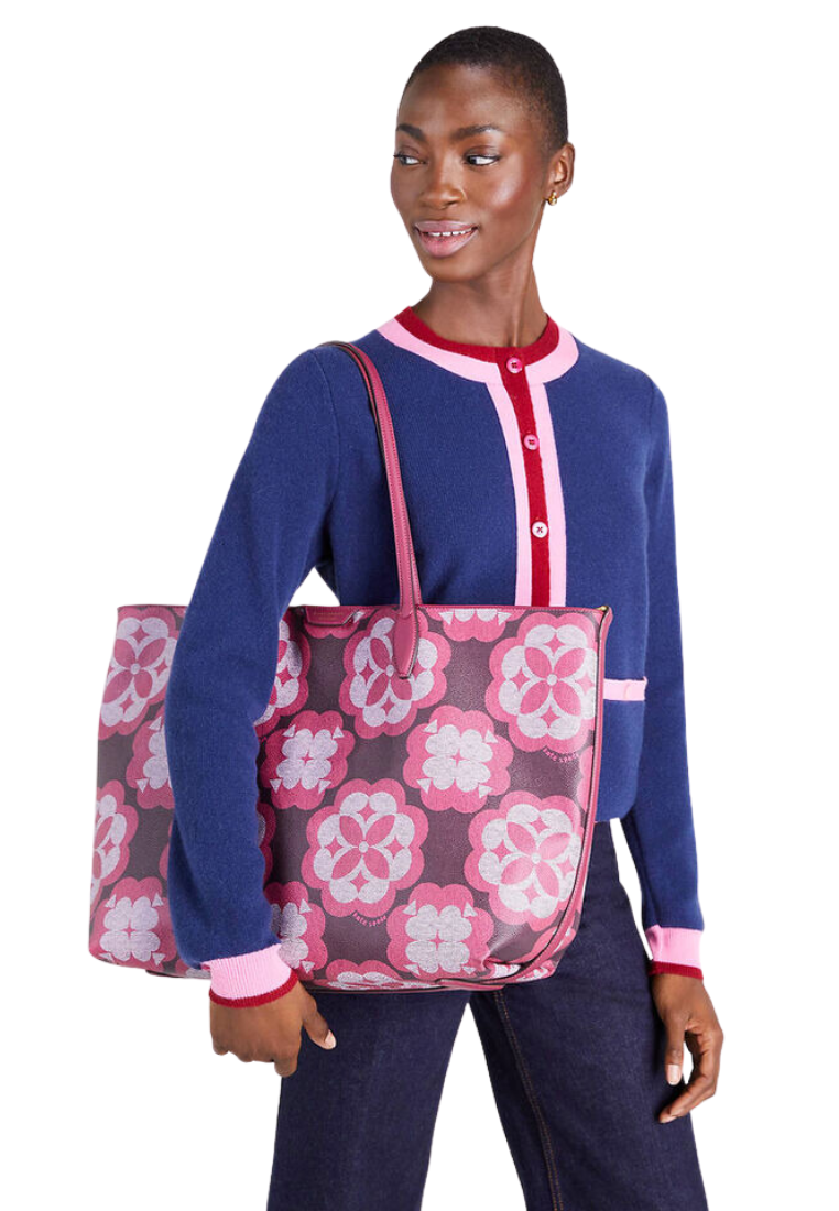Kate Spade Flower Monogram Sutton Totebag Large In Garnet Rose K9772