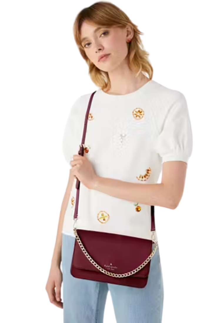 Kate Spade Madison Willow Medium Flap Crossbody Bag In Blackberry KC430