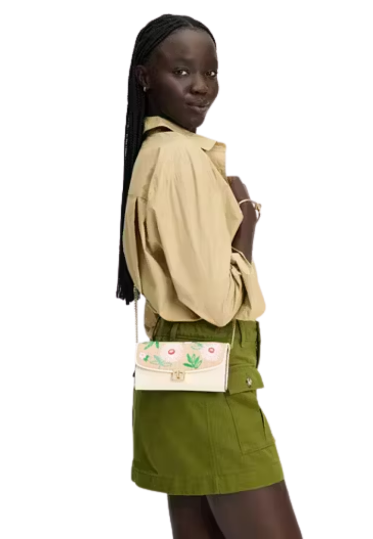 ( PREORDER ) Kate Spade Phoebe Straw Turnlock Wallet-on-chain In Natural Multi KK919