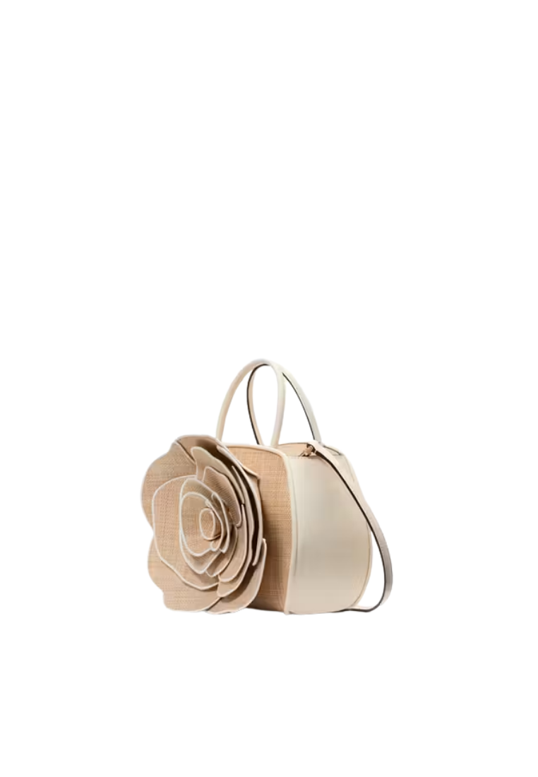 ( PREORDER ) Kate Spade Flora Rose Straw Crossbody Bag In Natural KK969