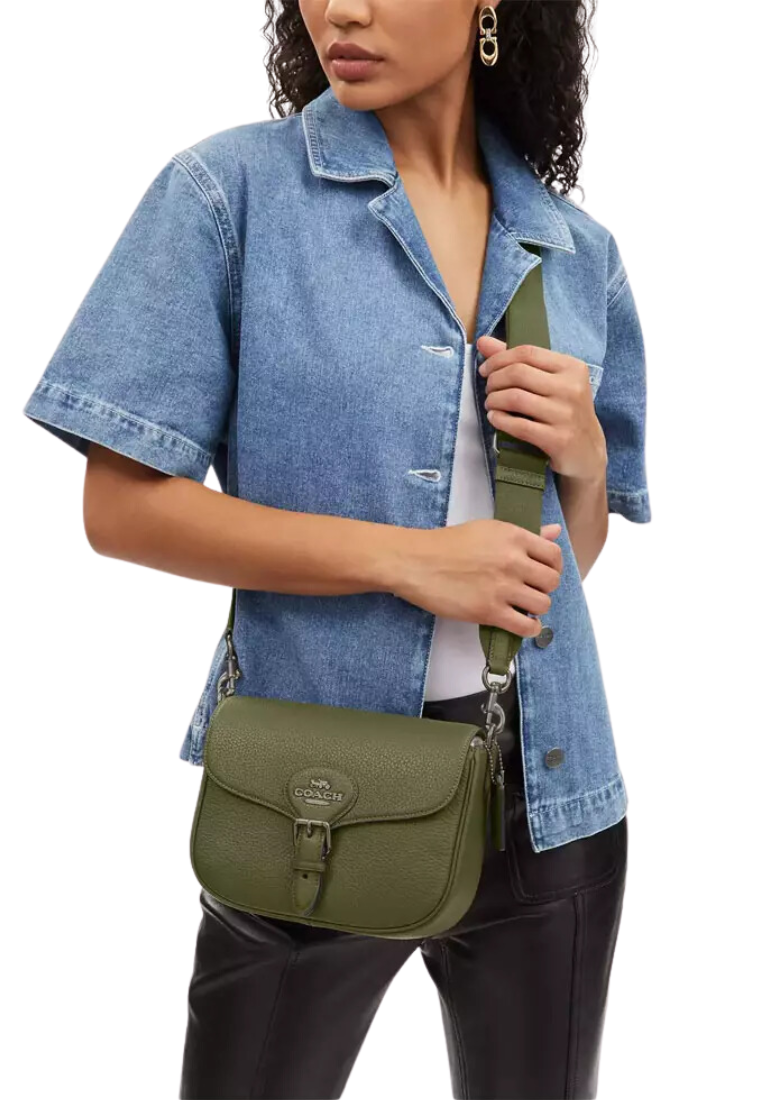 Coach Amelia Saddle Bag In Military Green CP107