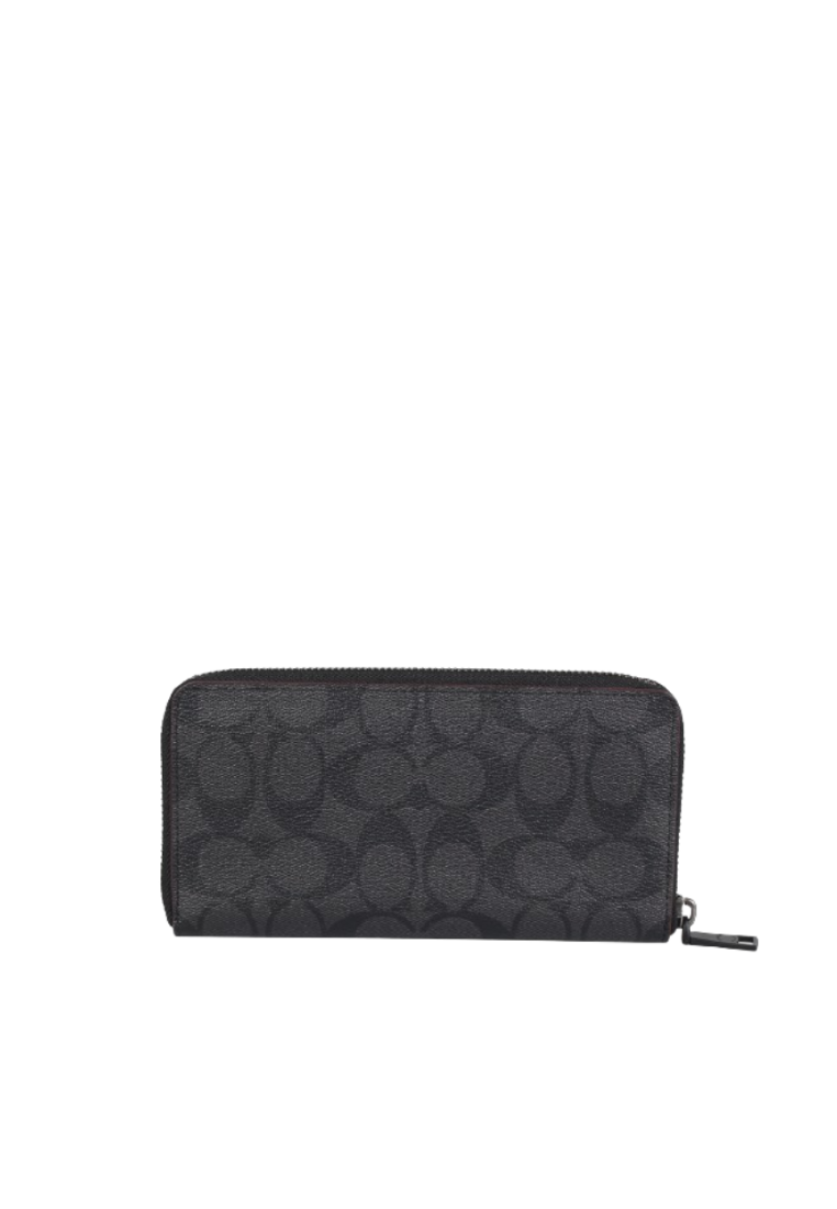 Coach Accordion Wallet F25517 With Signature Canvas In Black Oxblood