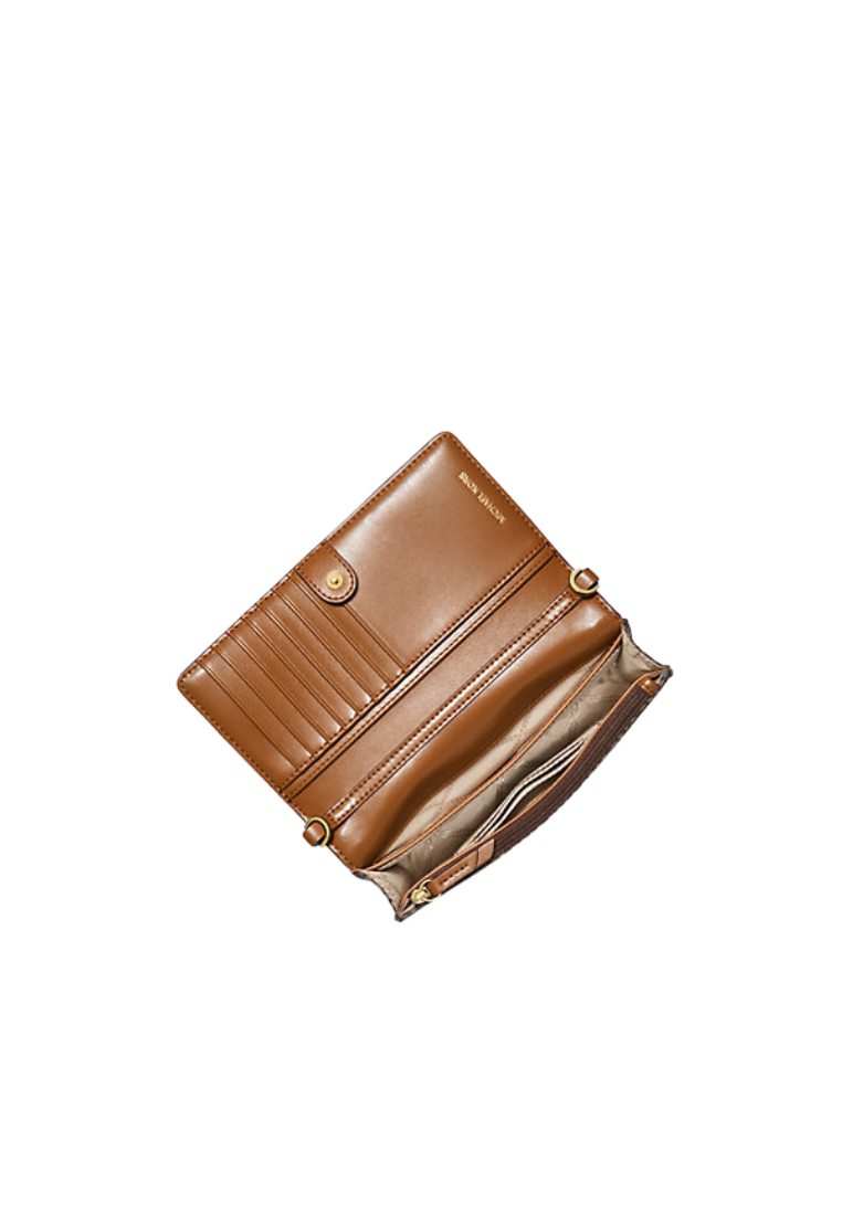 ( PREORDER ) Michael Kors Jet Set Small Logo Print Woven Smartphone Crossbody Bag In Brown Acorn 32T4GJ6C1O