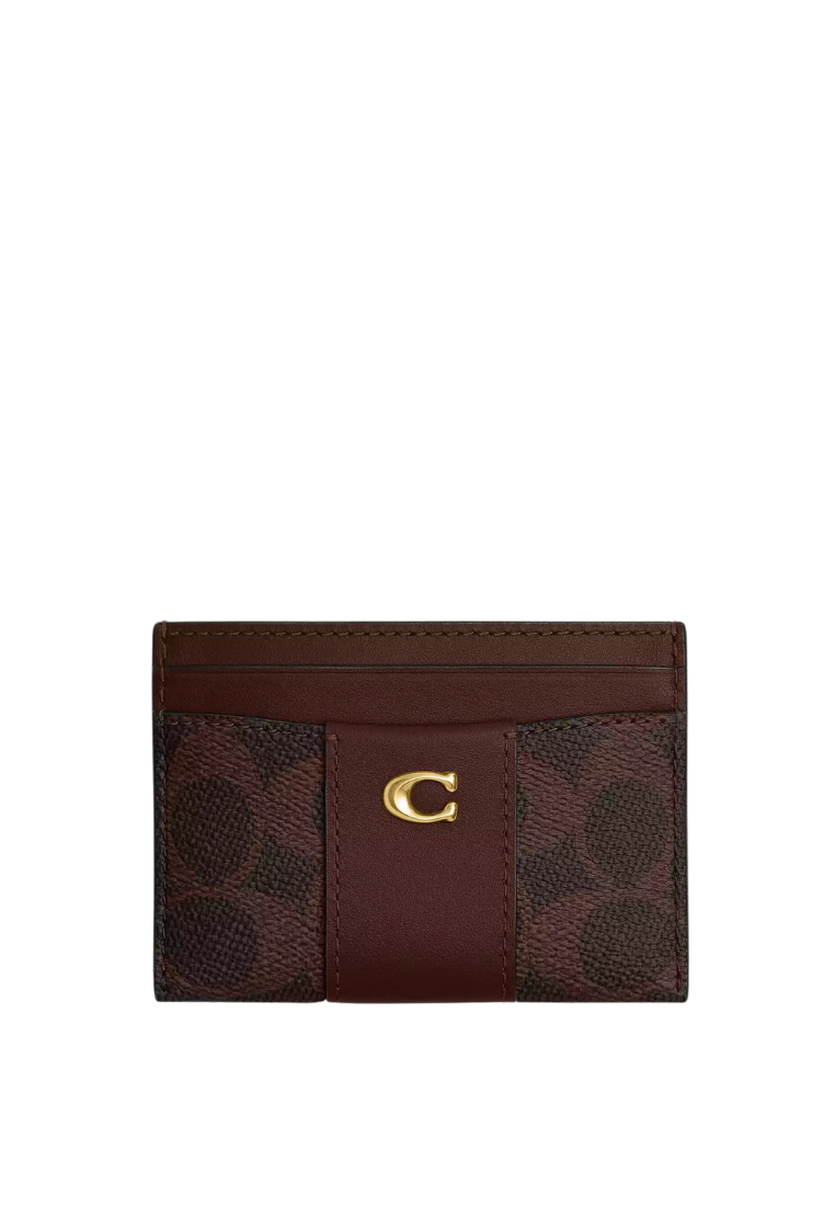 ( PREORDER ) Coach Essential In Signature Canvas Card Case In Brass Maple CBY80
