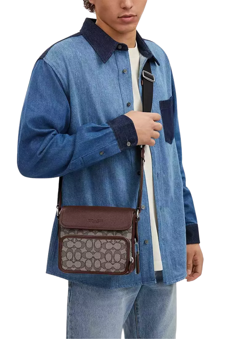 Coach Sullivan Flap Crossbody Bag In Signature Jacquard In Maple CT834