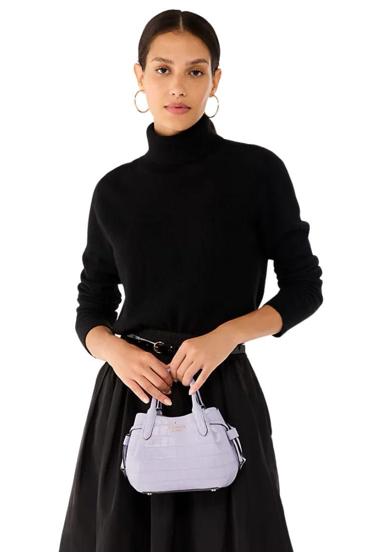 Kate Spade Dumpling Croc Embossed Hand Bag Mini Satchel In Lavender KI860