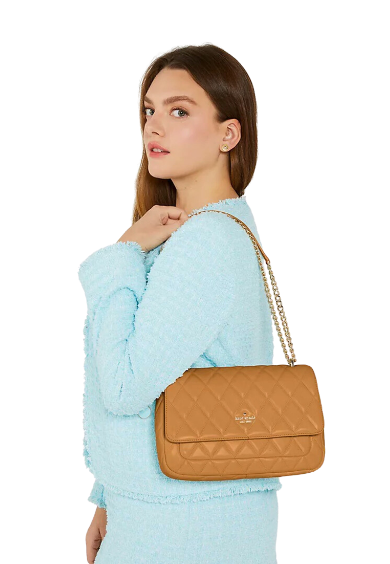 ( PRELOVED ) Kate Spade Carey Medium Flap Satchel Bag In Tiramisu KG357