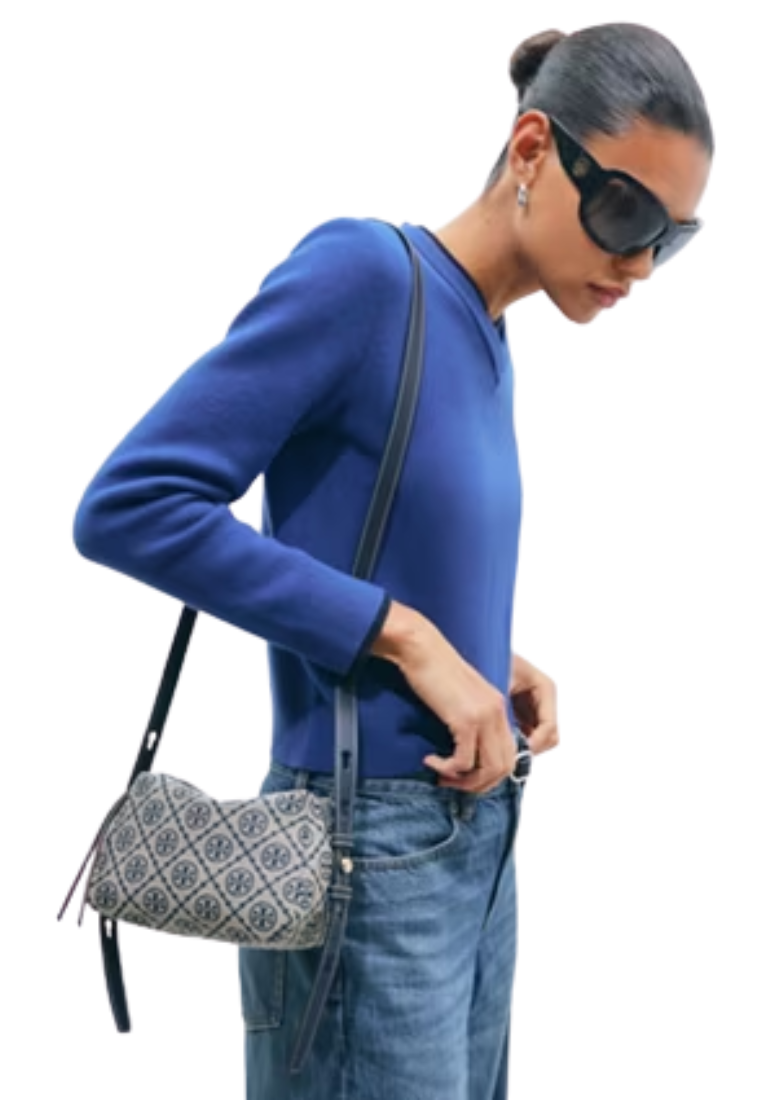 ( PREORDER ) Tory Burch Romy Monogram Crossbody Bag In Tory Navy 189821