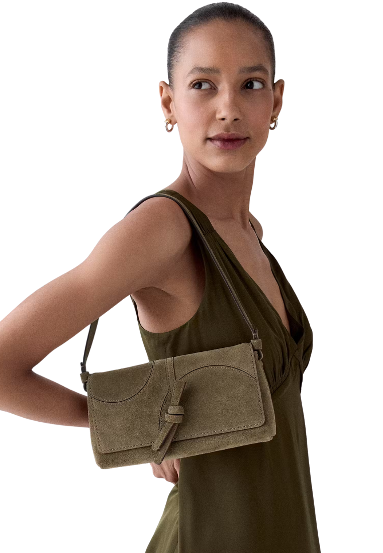 ( PREORDER ) Kate Spade Loop Dot Patchwork Small Flap Shoulder Bag In Driftwood KP402