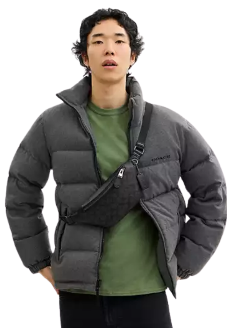 Coach Warren Belt Bag Mini Signature In Charcoal Black CW369