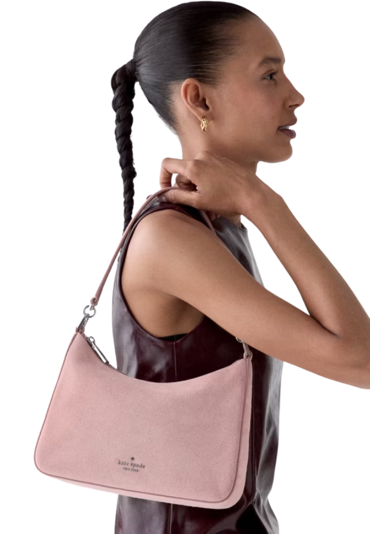 ( PREORDER ) Kate Spade Margot Suede Medium Shoulder Bag In Dusk Rose KP191