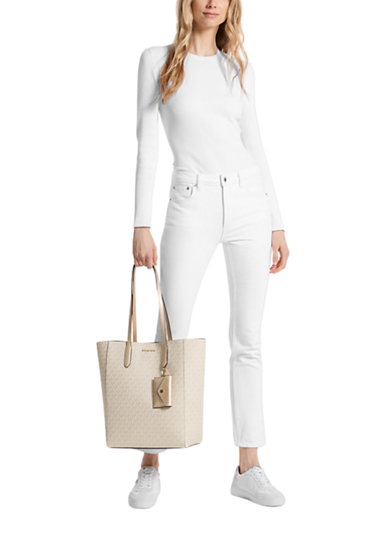 Michael Kors Vincent Large Logo Tote Bag With Logo Card Case In Pale Gold 35F4G2VT7V