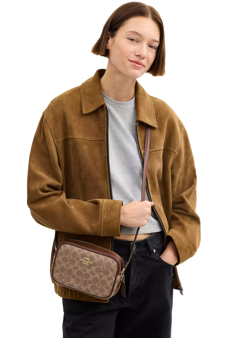 Coach Mini Jamie Camera Bag In Signature Canvas In Tan Brown CY752