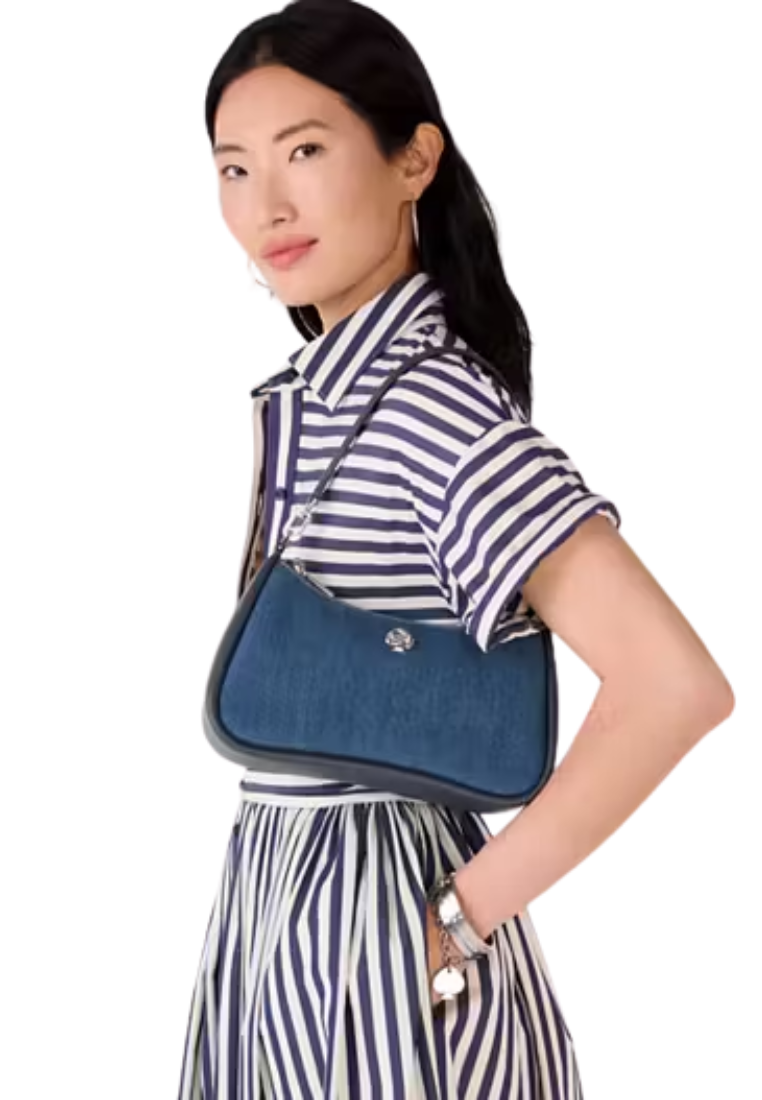 Kate Spade Kayla Denim Convertible Shoulder Bag In Blue Multi KK080