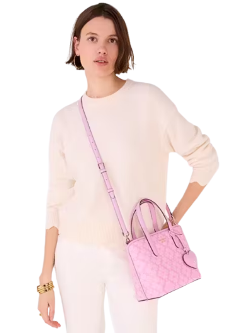 Kate Spade Flower Small Tote Bag With Heart Dangle In Parisian KK146