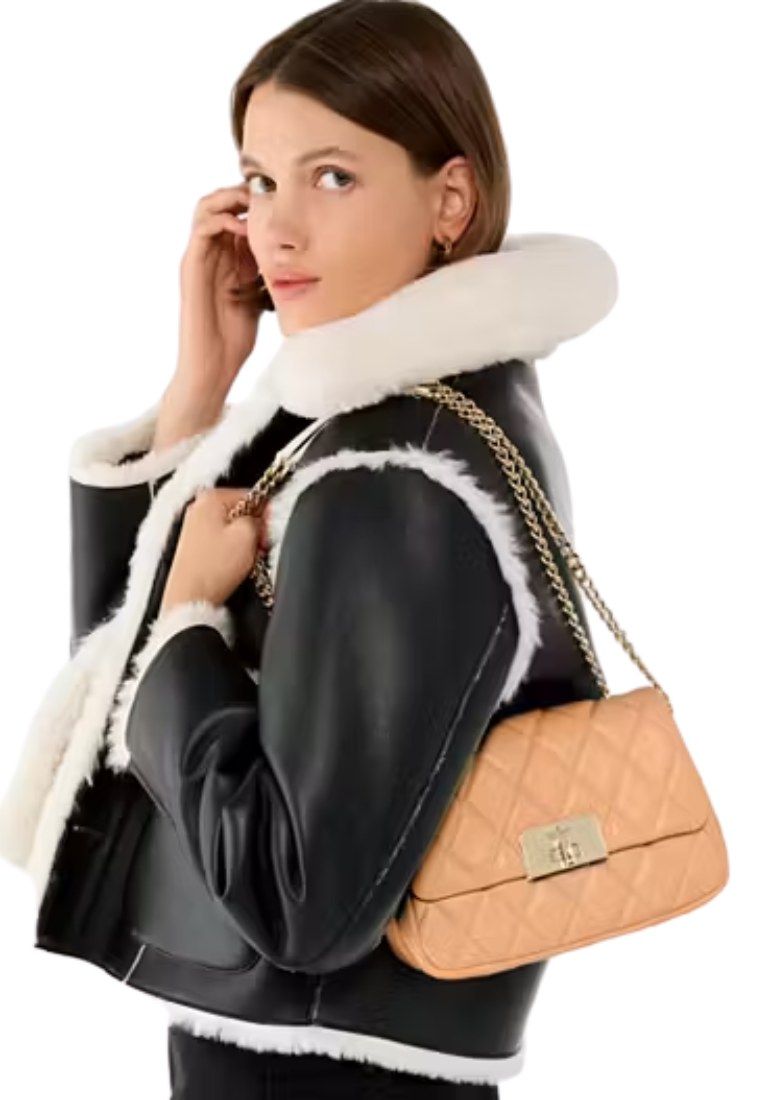 Kate Spade Carey Quilted Small Flap Crossbody Bag In Tiramisu KJ949