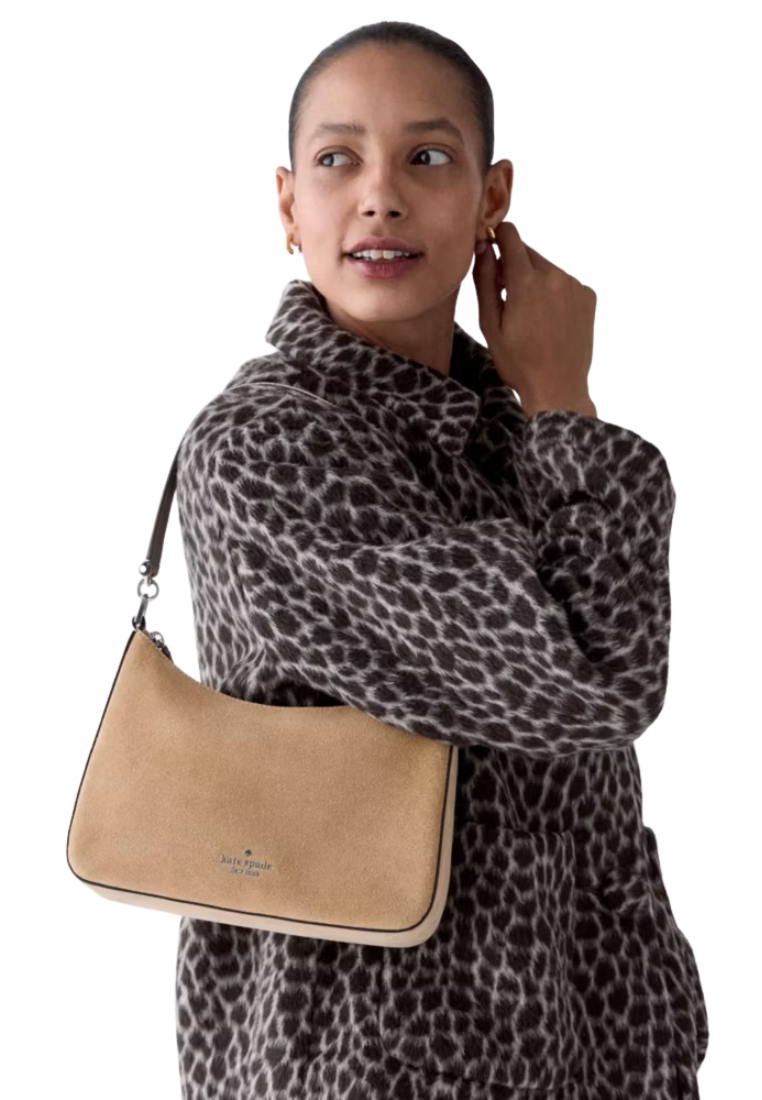 ( PREORDER ) Kate Spade Margot Suede Medium Shoulder Bag In Timeless Taupe KP192
