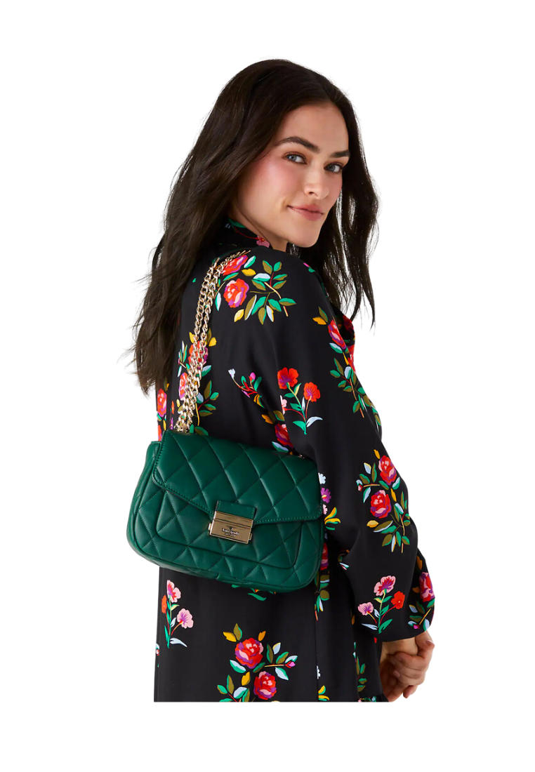Kate Spade Carey Shoulder Bag Small Flap In Deep Jade KA767