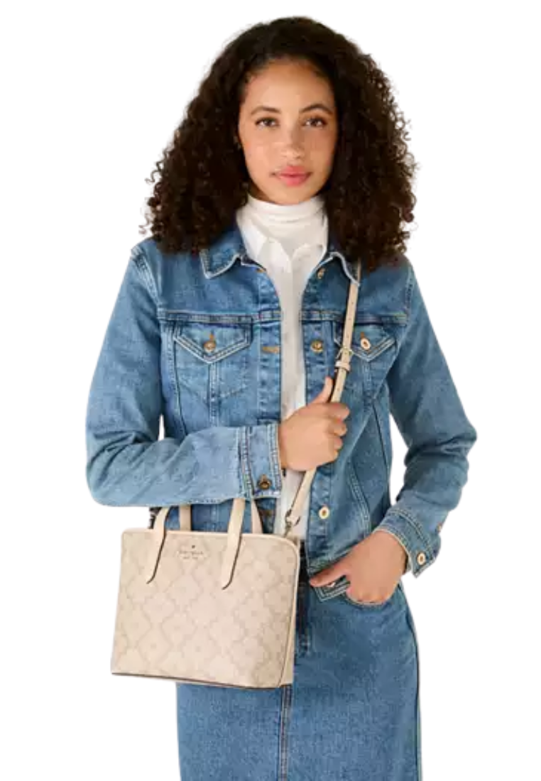 Kate Spade Signature Spade Flower Tote Bag Small In Dark Beige KH425