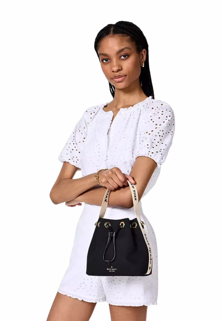 Kate Spade Kip Canvas Bucket Bag In Black KL048