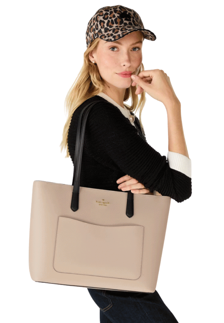 Kate Spade Staci Colorblock Tote Bag Set In Warm Beige KH401