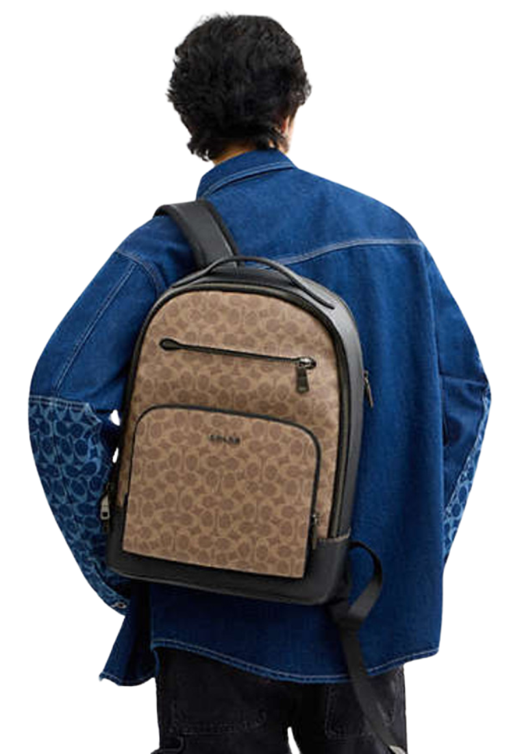Coach Ethan Backpack In Signature Canvas In Tan Black CV919